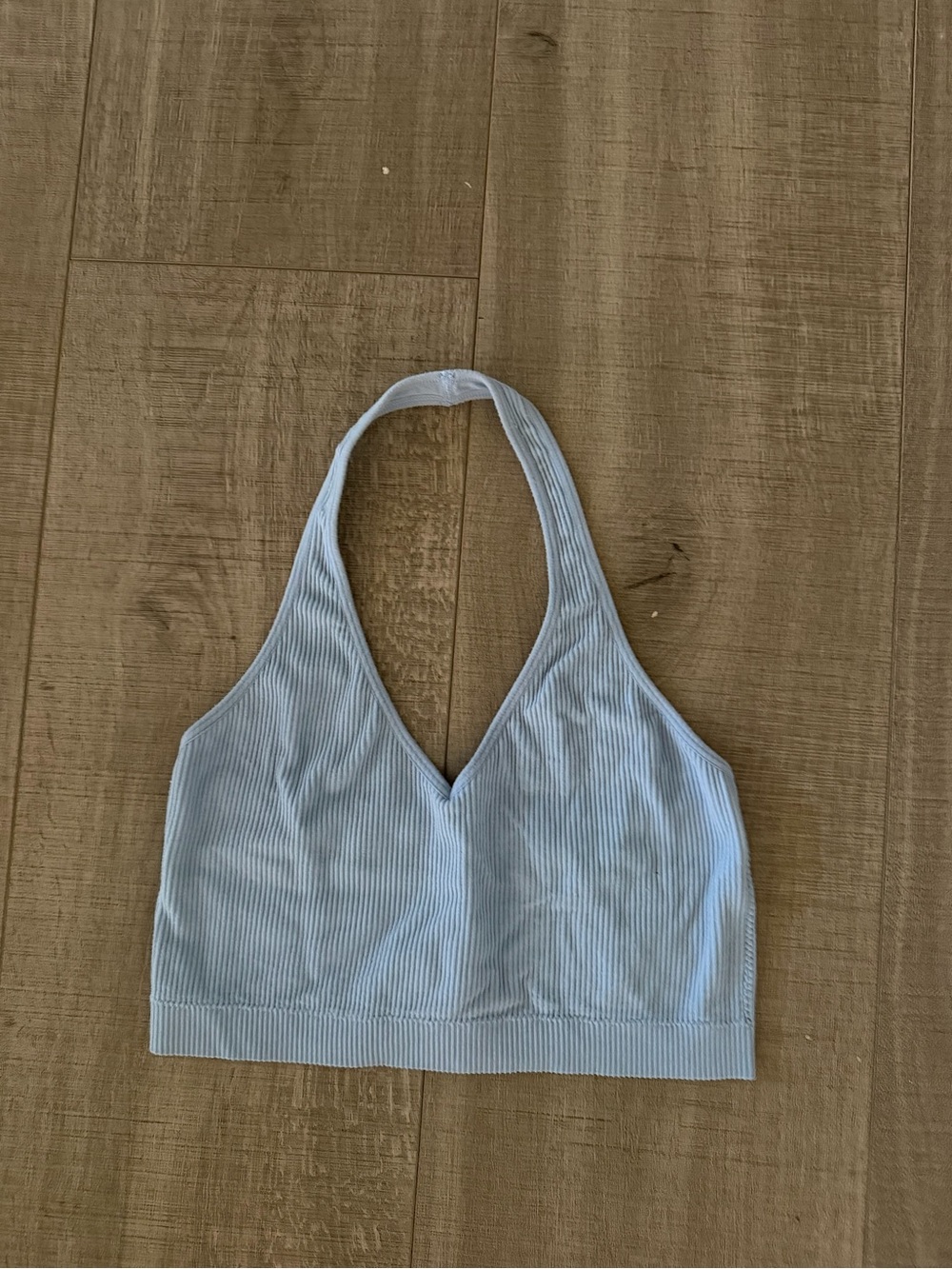 Light Blue Ribbed Halter Bralette - Garage